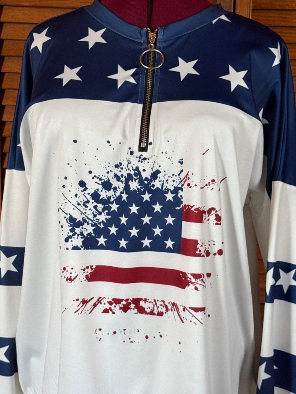 Unbranded Women’s ¼ Zip Pullover Top Stars & Stripes XXL - Picture 2 of 12